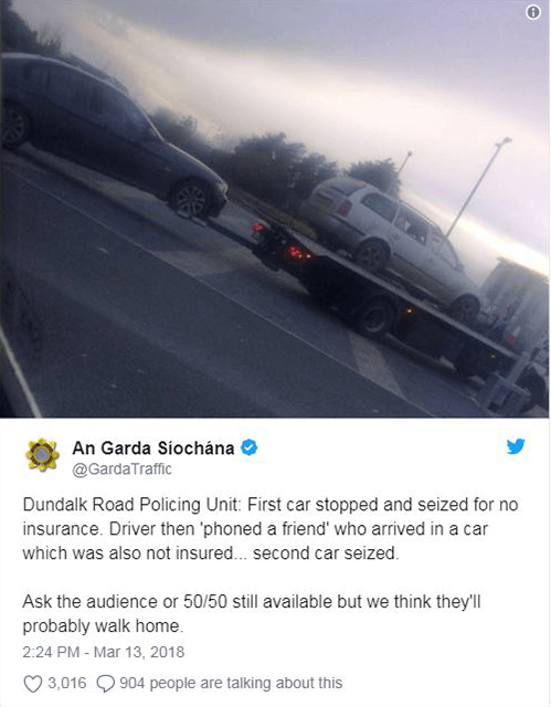 Gardaí seize two cars as ‘phone a friend’ goes badly wrong