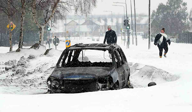 Several cars burnt out during snow time disturbances in Tallaght