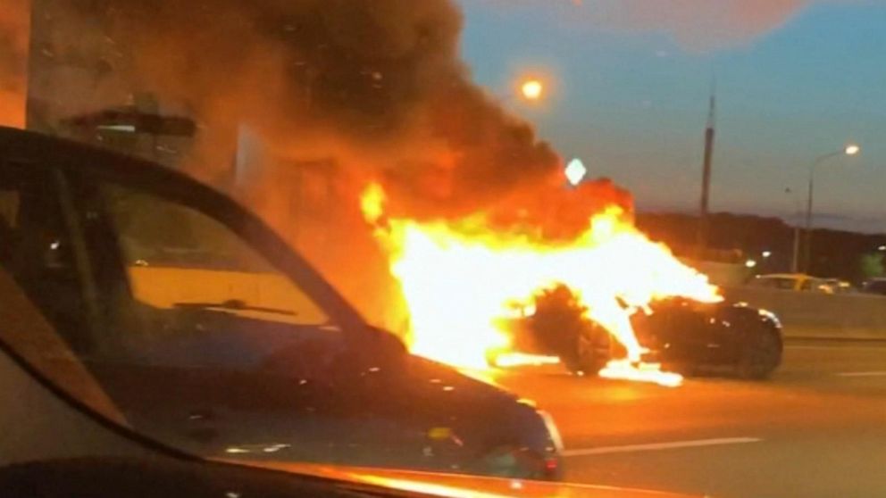 Tesla Model 3 bursts into flames 