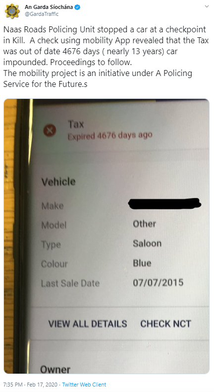 Motorist caught driving a car with tax expired